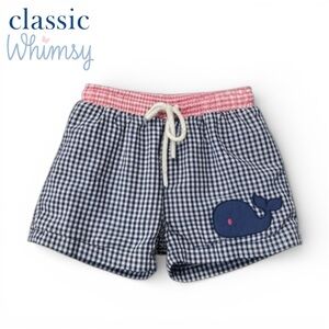 Classic Whimsy Gingham Swimsuit with Whale Patch Appliqué